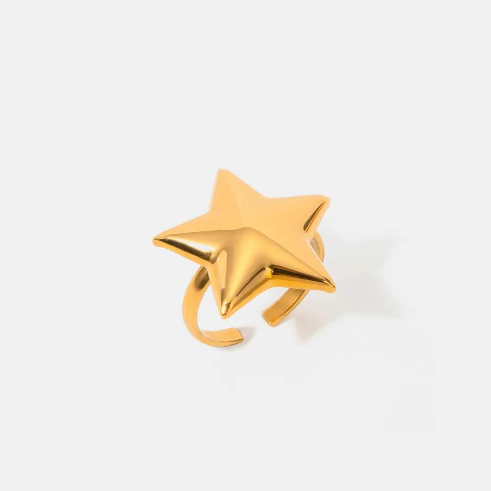 18K Gold-Plated Stainless Steel Star Ring - ELY VESSA LLC