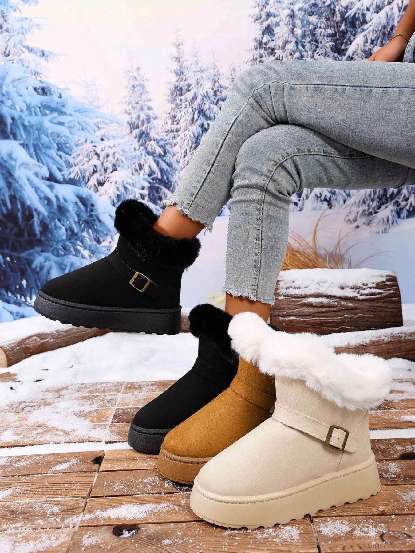 Round Toe Platform Boots - ELY VESSA LLC
