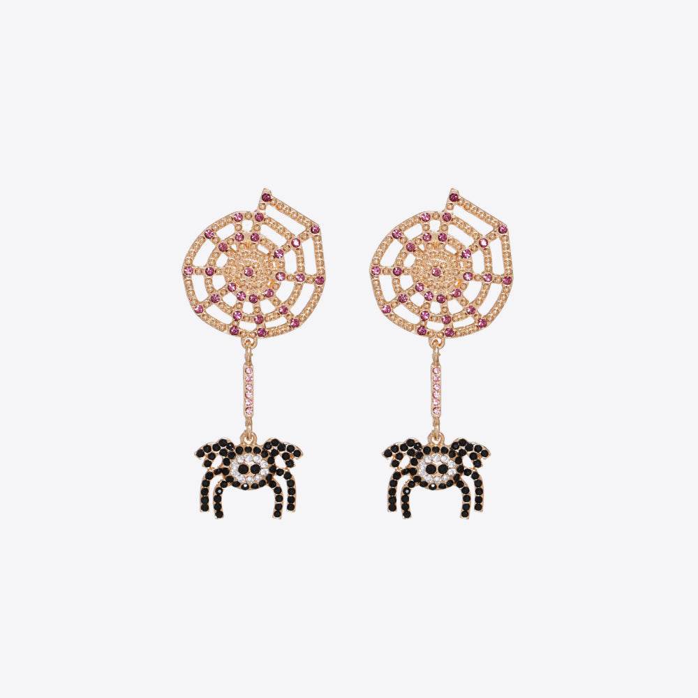 Spider Rhinestone Alloy Earrings - ELY VESSA LLC