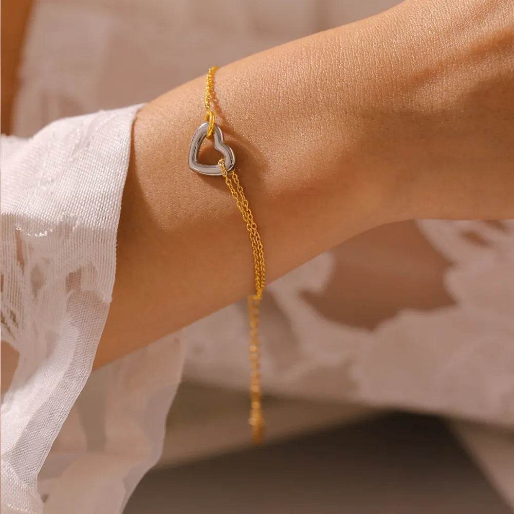18K Gold-Plated Heart Bracelet - ELY VESSA LLC