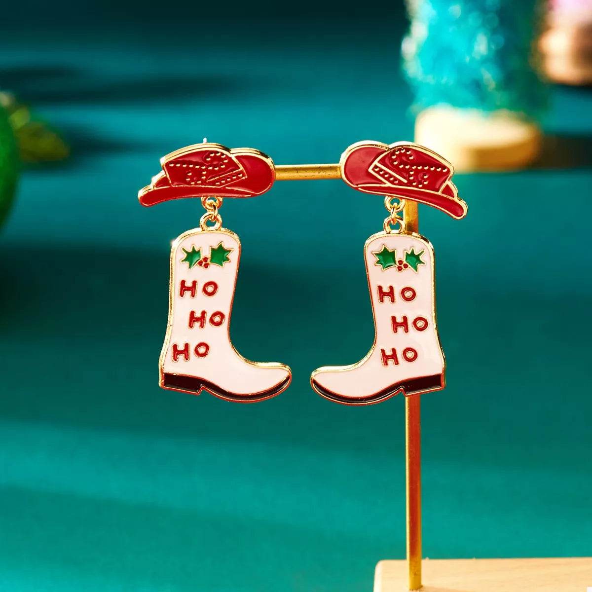 Christmas Cowboy Boots Earrings - ELY VESSA LLC
