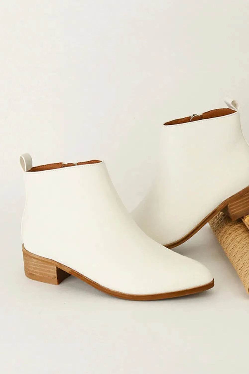 Beast Fashion PU Leather Block Heel Boots - ELY VESSA LLC