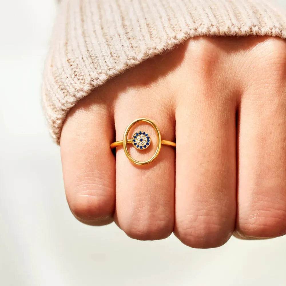 925 Sterling Silver Evil Eye Ring - ELY VESSA LLC