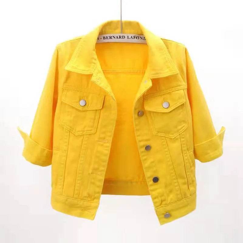 Full Size Cropped Denim Jacket Plus Size - ELY VESSA LLC