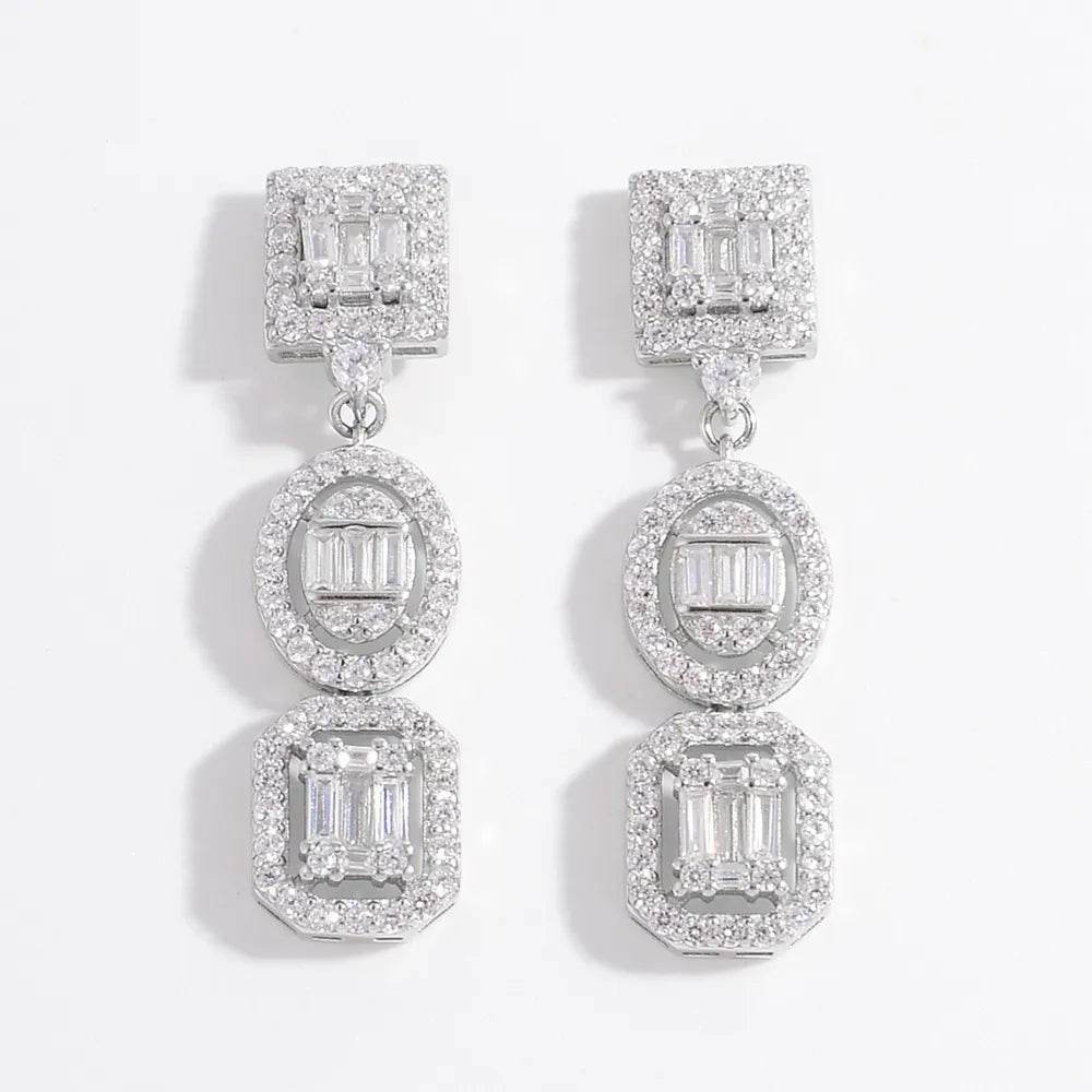 925 Sterling Silver Inlaid Zircon Earrings - ELY VESSA LLC