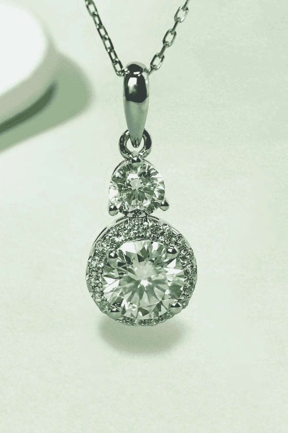 1 Carat Moissanite 925 Sterling Silver Pendant Necklace - ELY VESSA LLC