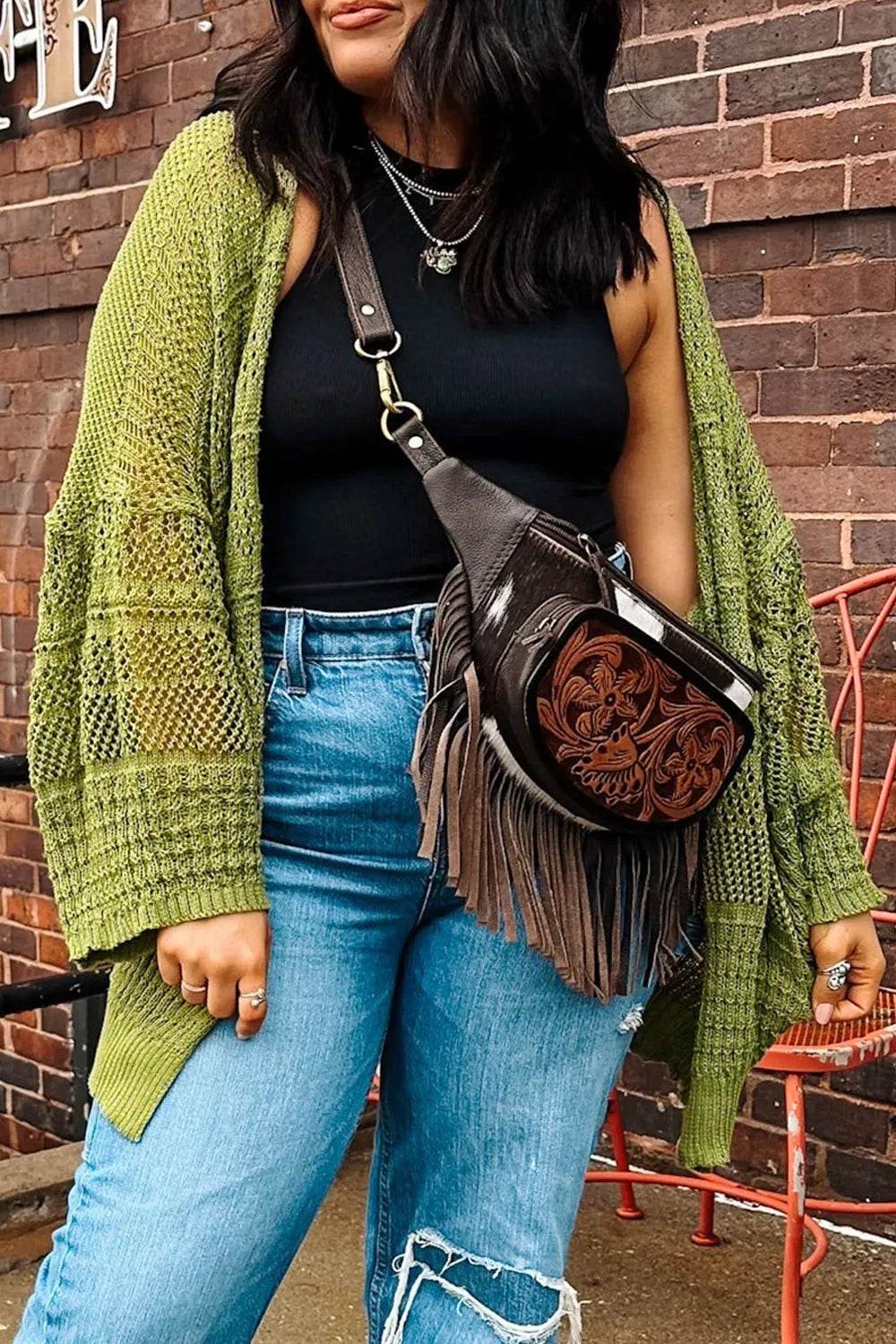 Chunky Knit Open Front Cardigan - ELY VESSA LLC