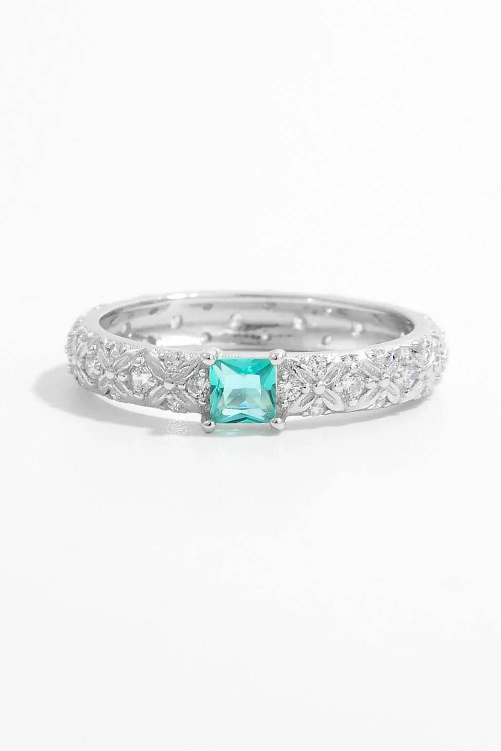 925 Sterling Silver Square Zircon Ring - ELY VESSA LLC