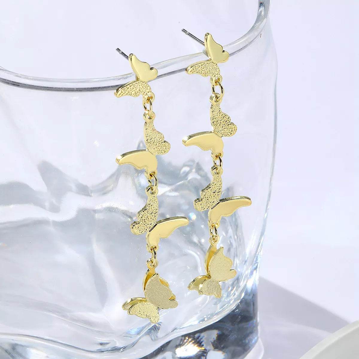 18K Gold-Plated Alloy Butterfly Earrings - ELY VESSA LLC