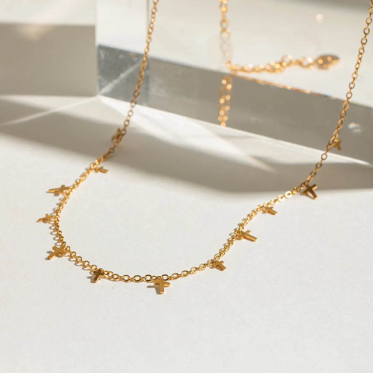 18K Gold-Plated Cross Necklace - ELY VESSA LLC