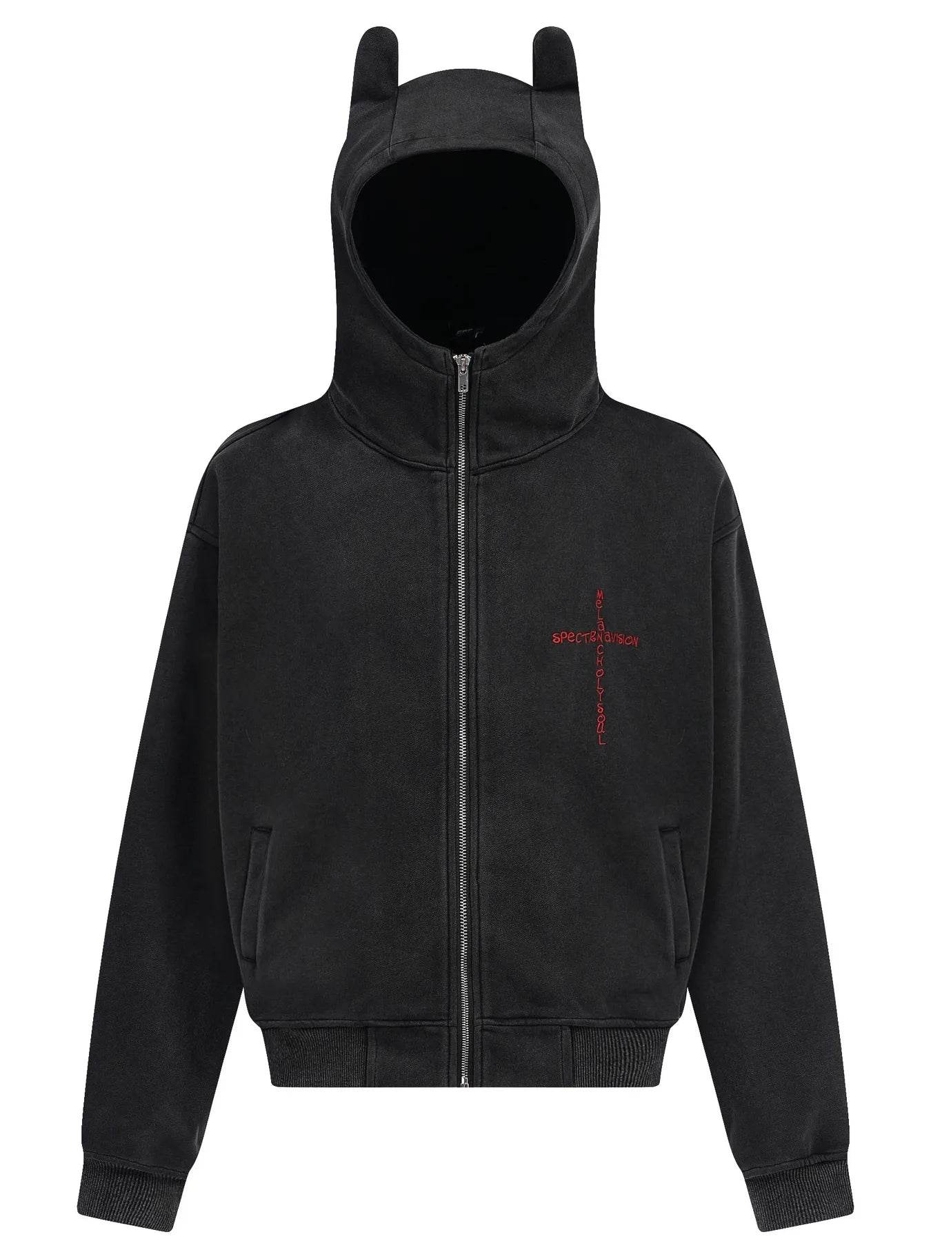 Men's Devil Horn Zip-Up Hoodie - ELY VESSA LLC