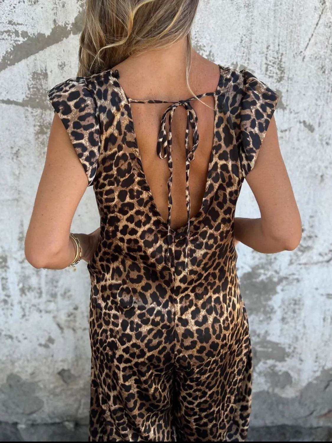 Full Size V-Neck Cap Sleeve Wide Leg Jumpsuit Plus Size - ELY VESSA LLC