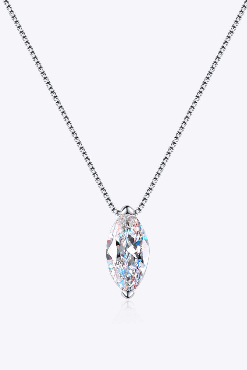1 Carat Moissanite 925 Sterling Silver Necklace - ELY VESSA LLC