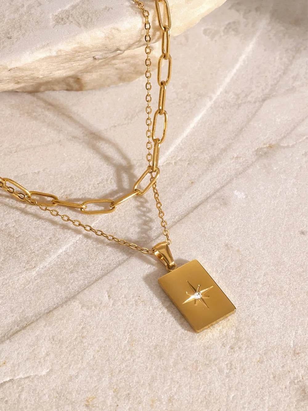18K Gold-Plated Stainless Steel Double-Layered Necklace - ELY VESSA LLC