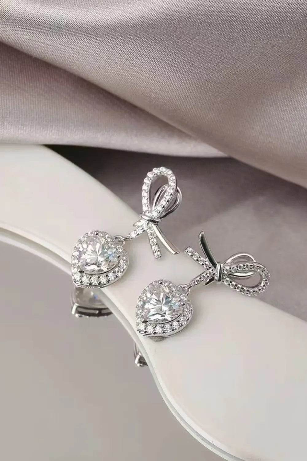 2 Carat Moissanite 925 Sterling Silver Heart Earrings - ELY VESSA LLC
