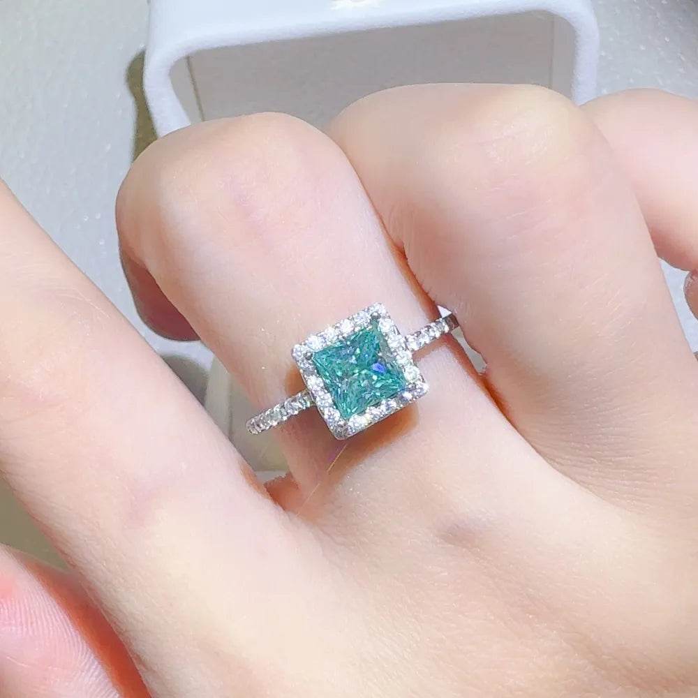 2 Carat 925 Sterling Silver Moissanite Square Shape Ring - ELY VESSA LLC