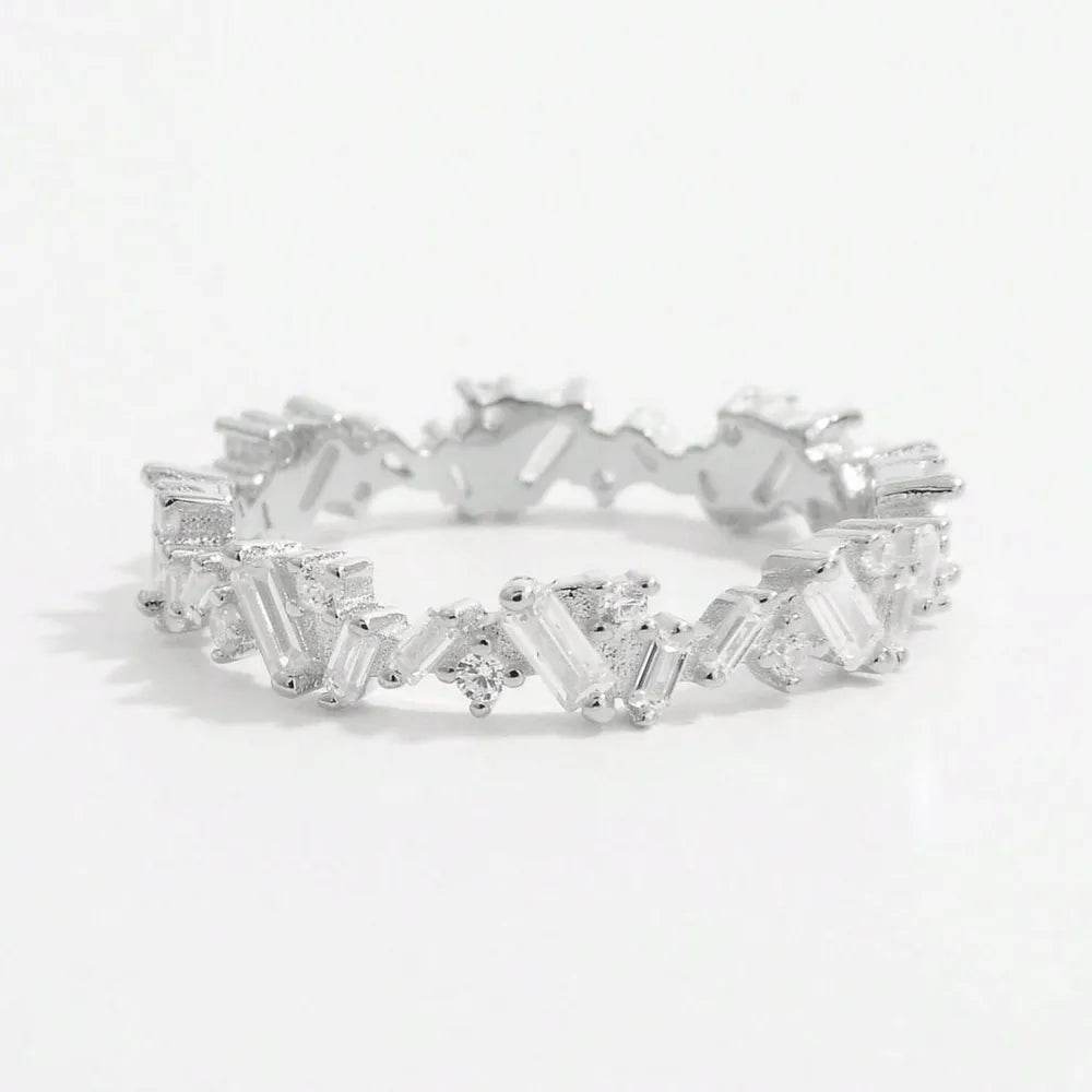 925 Sterling Silver Inlaid Zircon Ring - ELY VESSA LLC