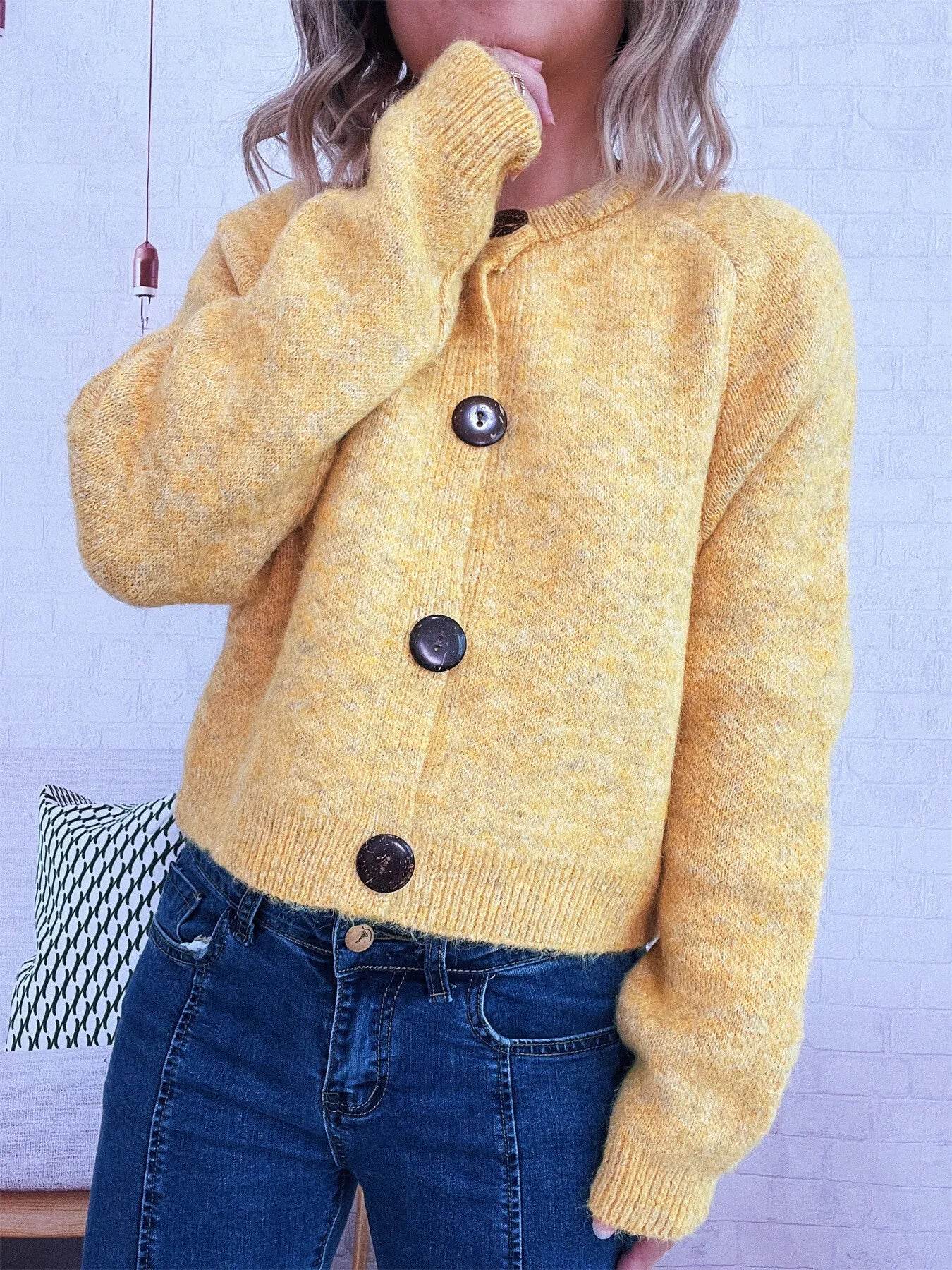 Button-Up Raglan Sleeve Cardigan - ELY VESSA LLC