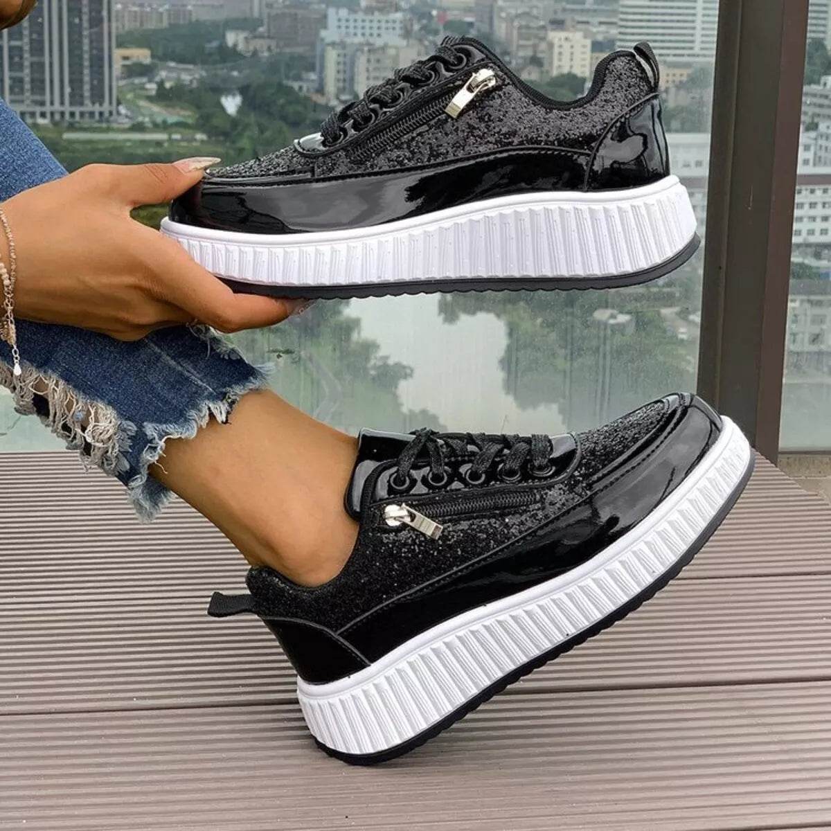 Lace Up Platform Sneakers - ELY VESSA LLC