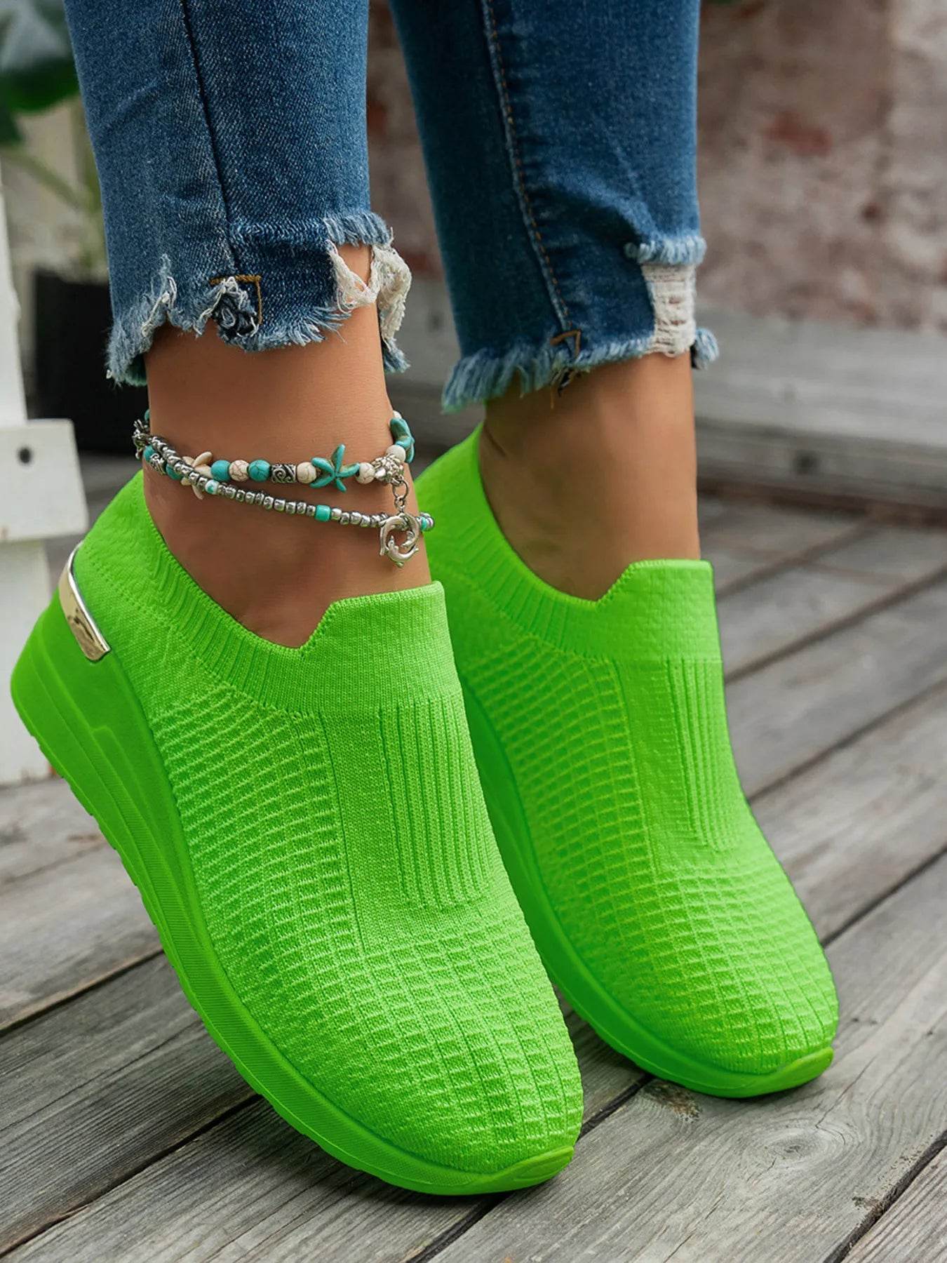 Round Toe Wedge Sneakers - ELY VESSA LLC