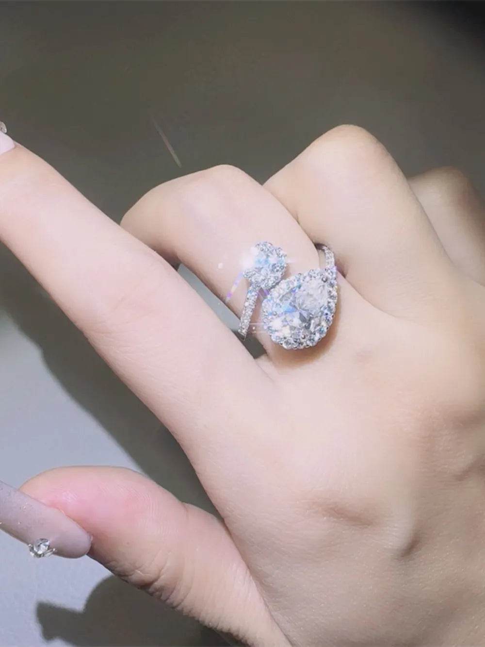 2 Carat Moissanite 925 Sterling Silver Bypass Ring - ELY VESSA LLC