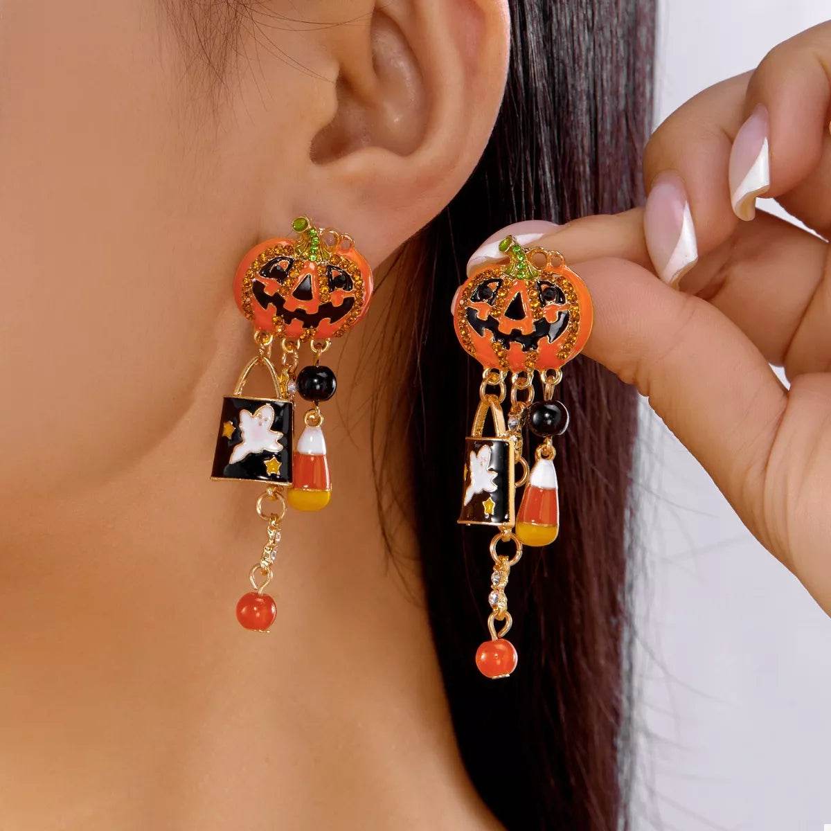 Halloween Pumpkin Drop Earrings - ELY VESSA LLC