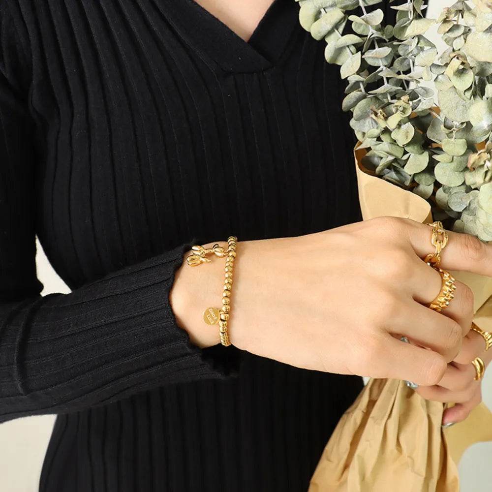 18K Gold-Plated Titanium Steel Puppy Shape Charm Bracelet - ELY VESSA LLC
