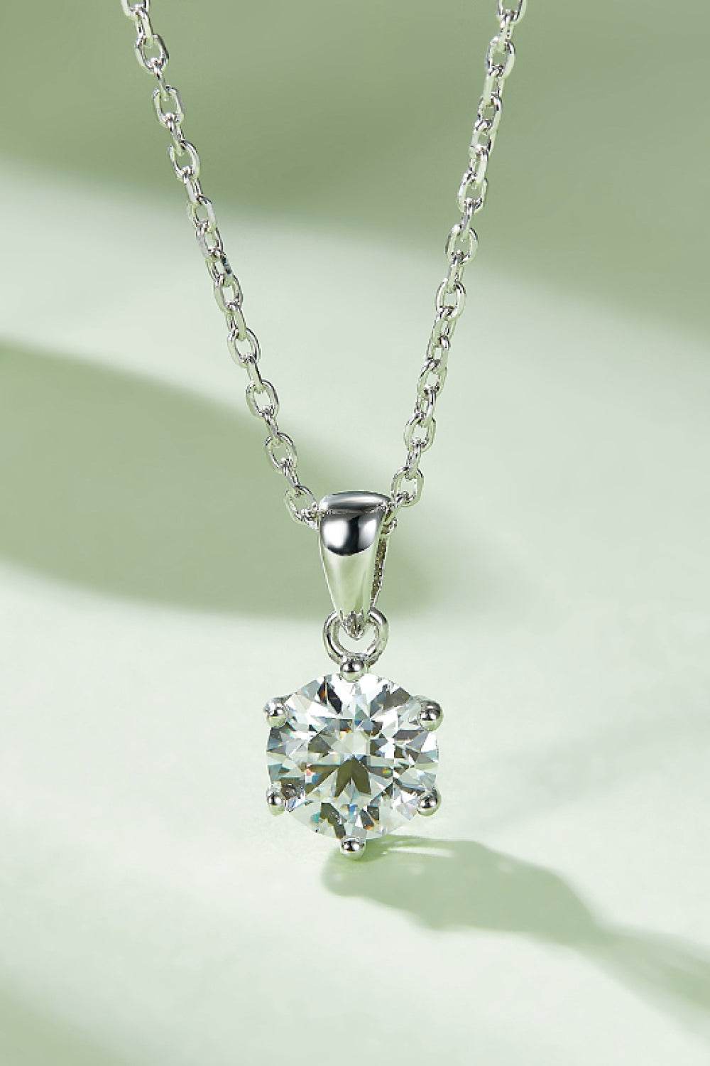 1 Carat Moissanite 925 Sterling Silver Necklace - ELY VESSA LLC