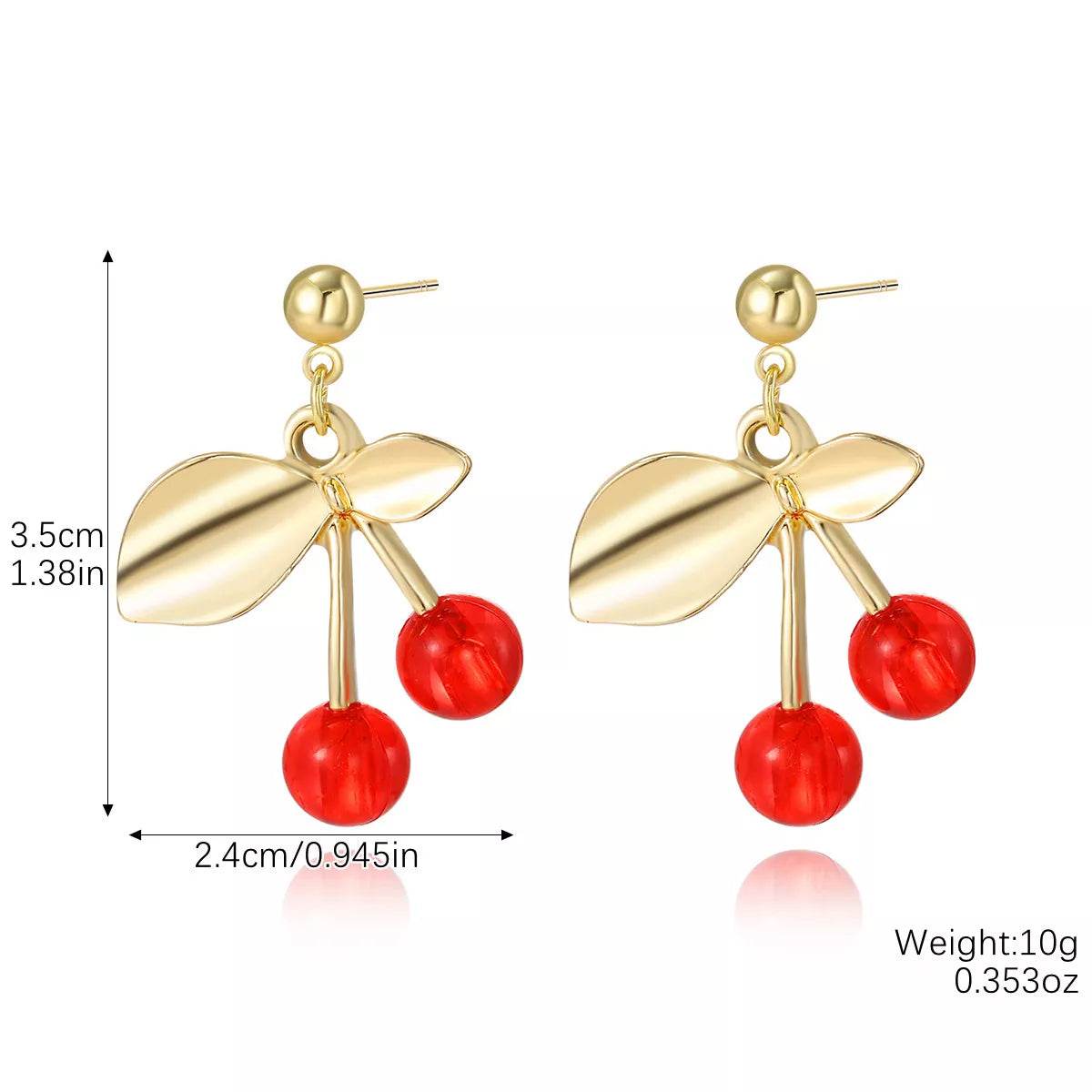 18K Gold-Plated Cherry Earrings - ELY VESSA LLC