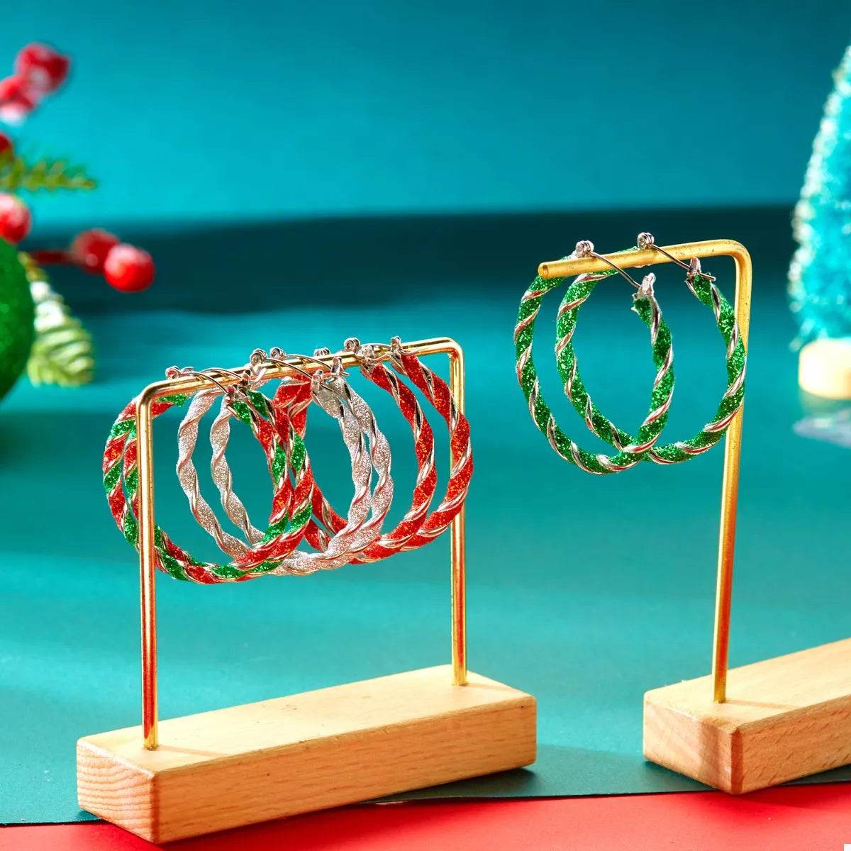 Christmas Twisted Hoop Earrings - ELY VESSA LLC