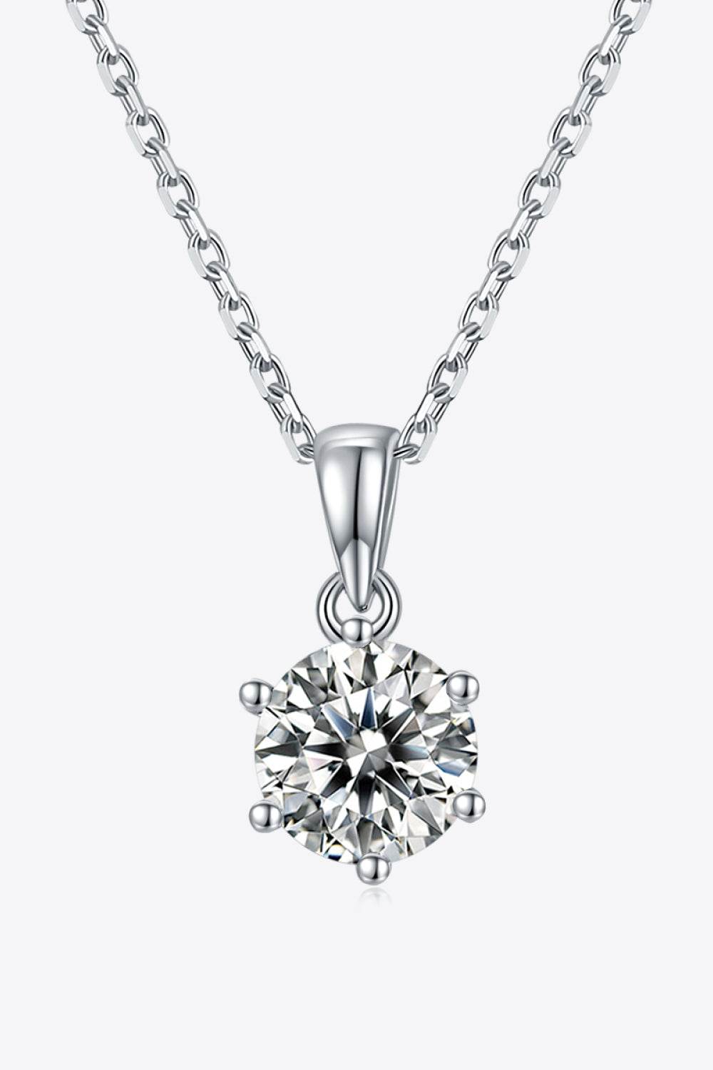 1 Carat Moissanite 925 Sterling Silver Necklace - ELY VESSA LLC