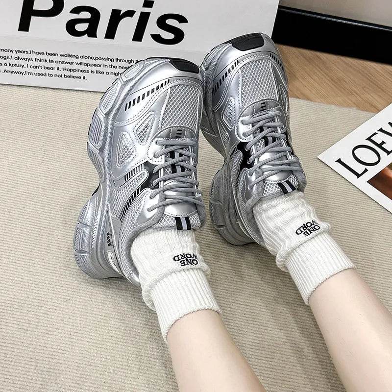 Lace Up Platform Athletic Shoes - ELY VESSA LLC
