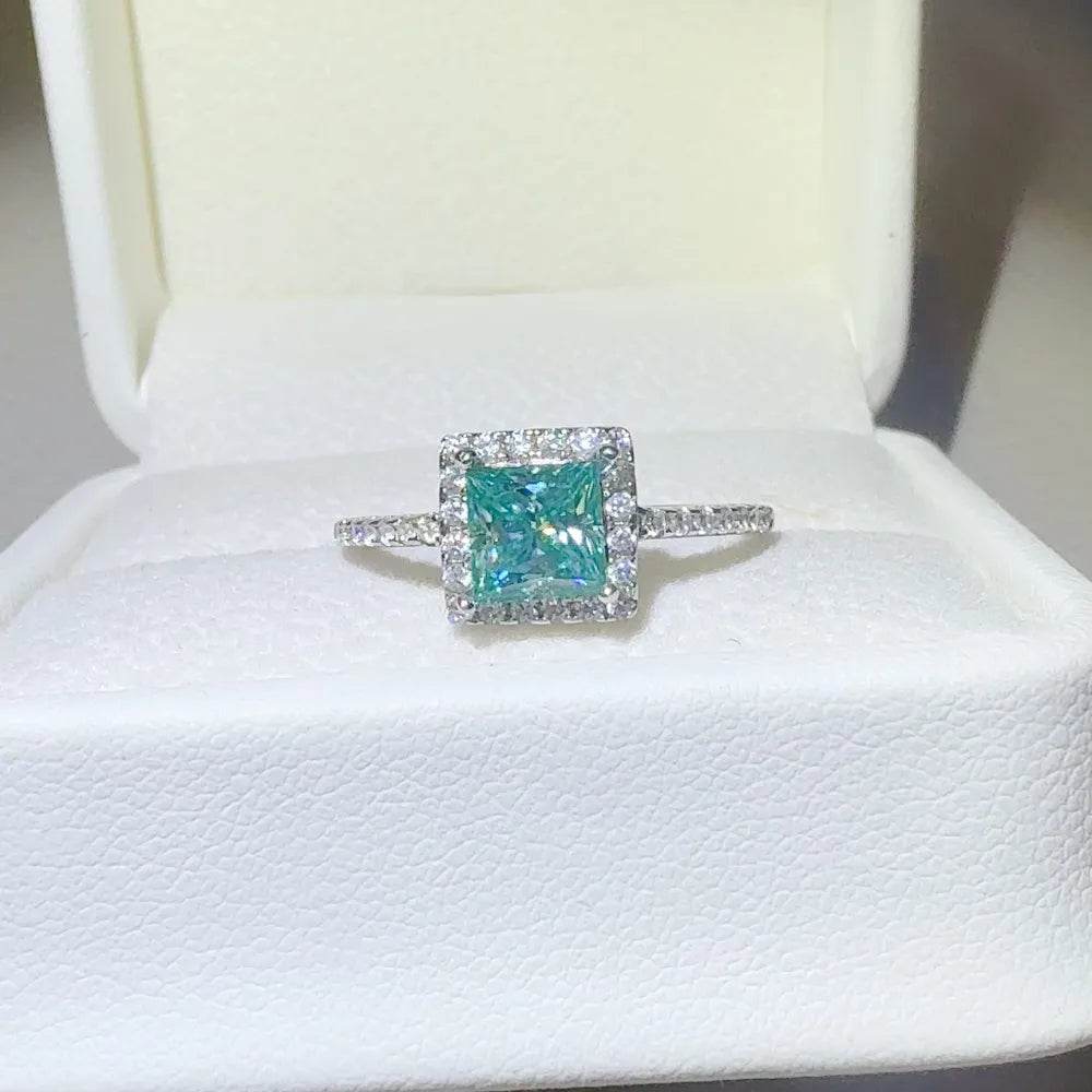 2 Carat 925 Sterling Silver Moissanite Square Shape Ring - ELY VESSA LLC