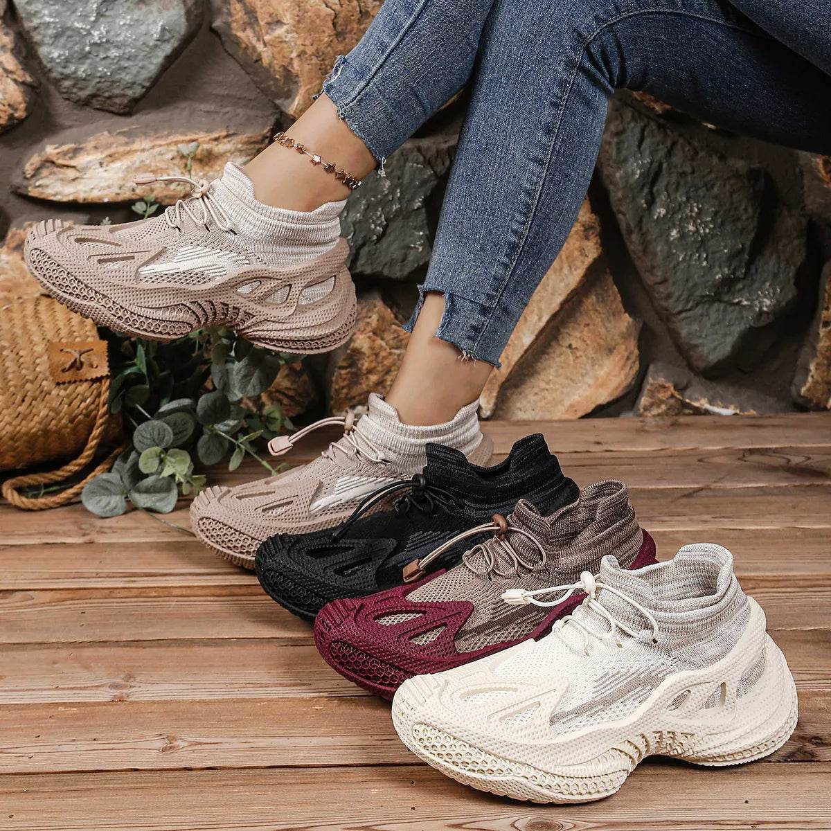 Lace Up Mesh Athletic - ELY VESSA LLC