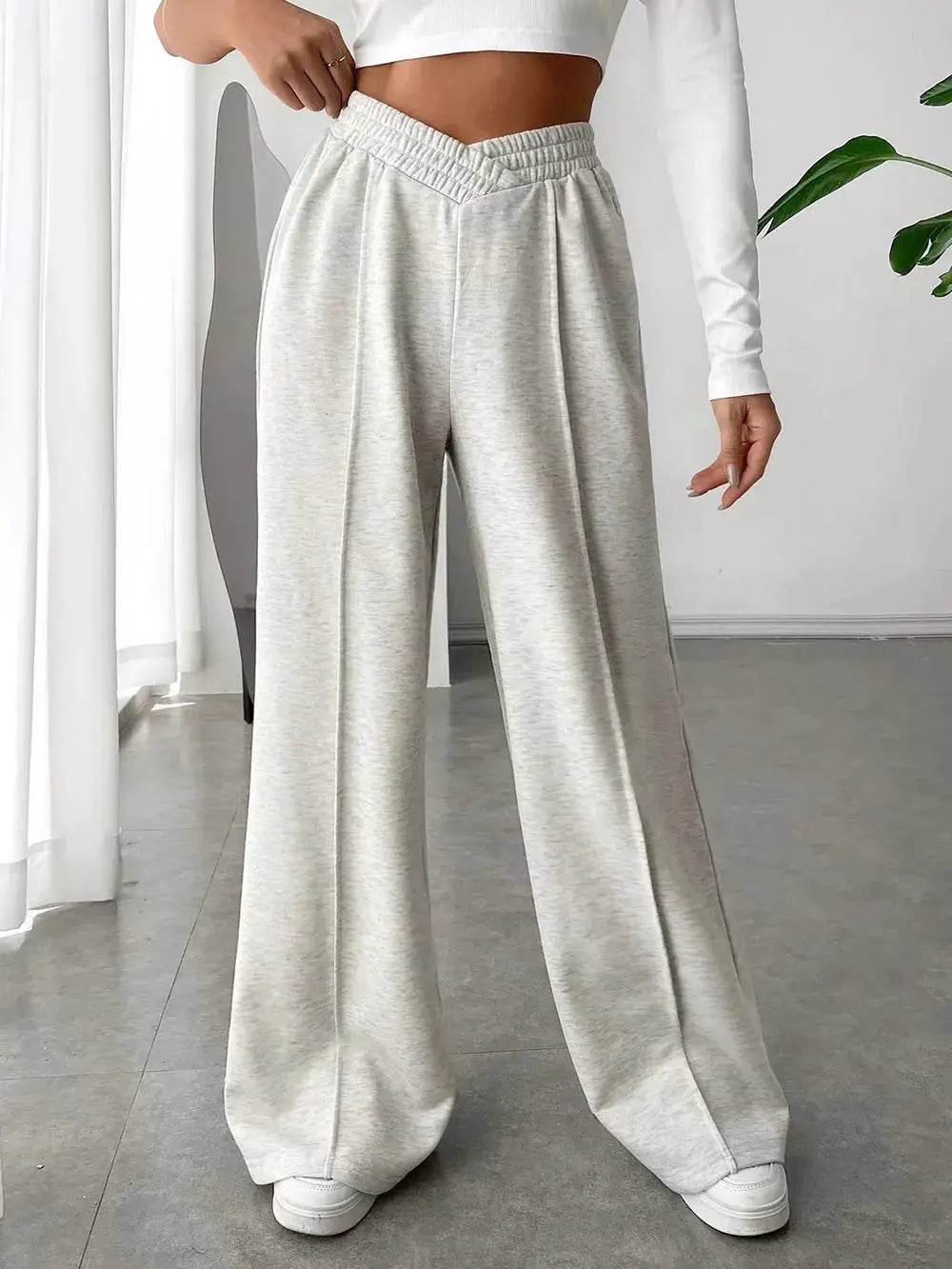 Elastic Waist Wide Leg Pants - ELY VESSA LLC