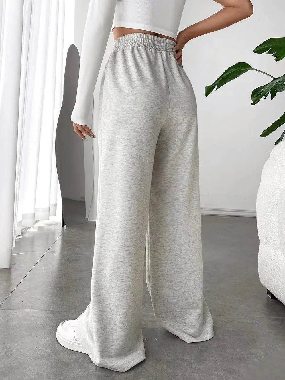 Elastic Waist Wide Leg Pants - ELY VESSA LLC