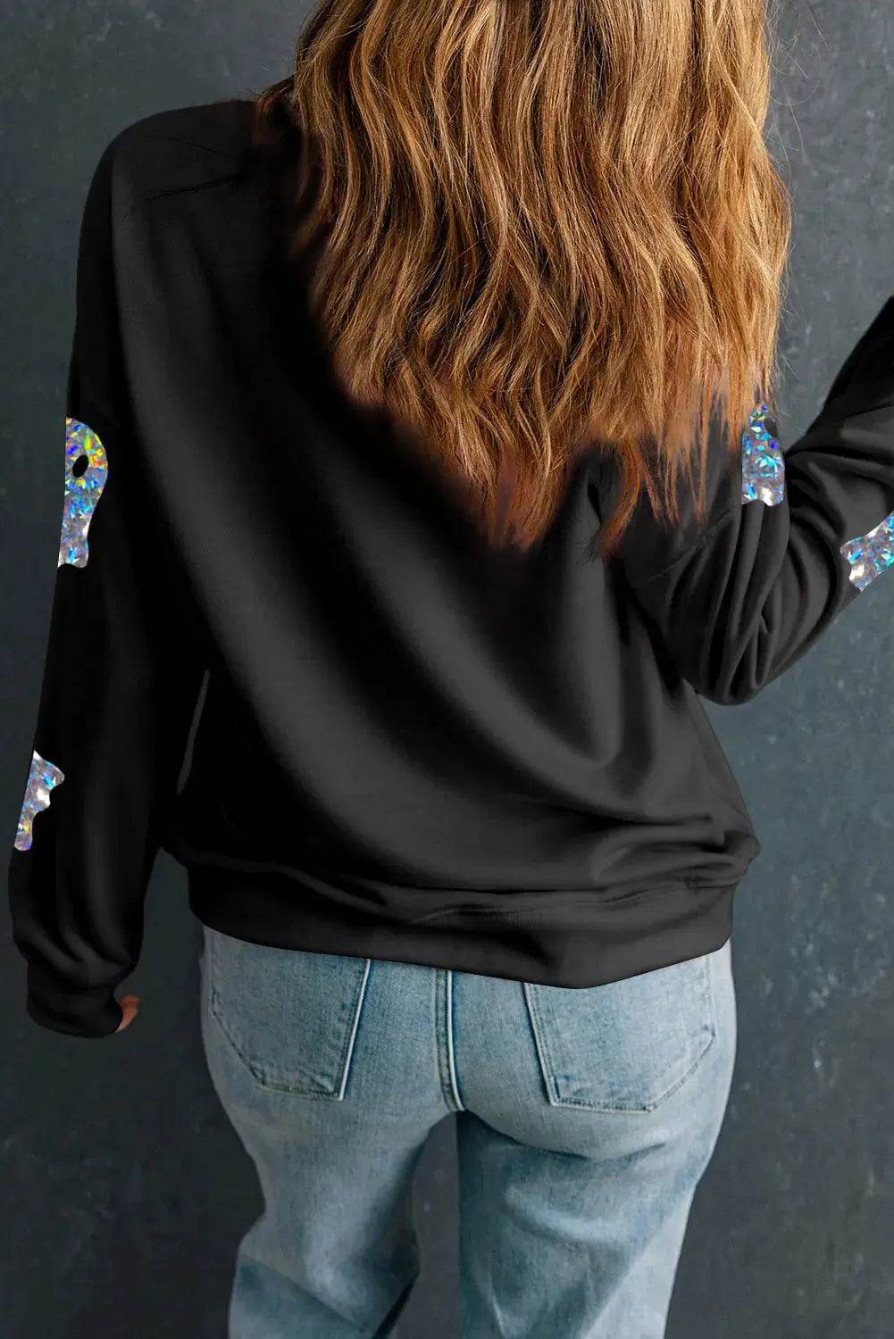 Ghost Round Neck Long Sleeve Sweatshirt - ELY VESSA LLC