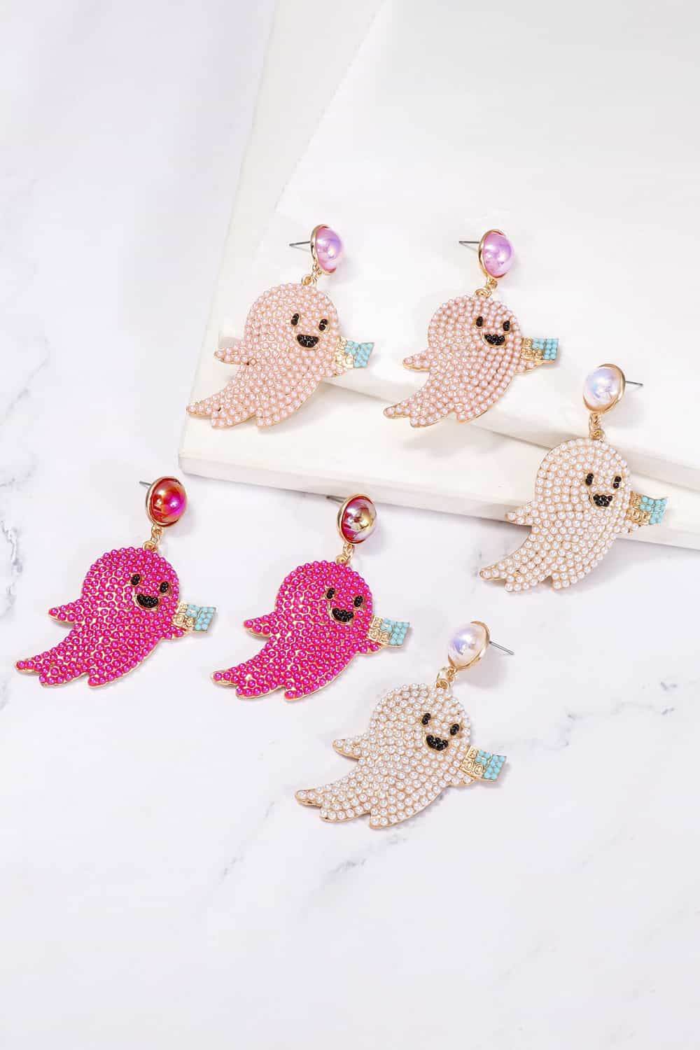 Ghost Shape Synthetic Pearl Dangle Earrings - ELY VESSA LLC
