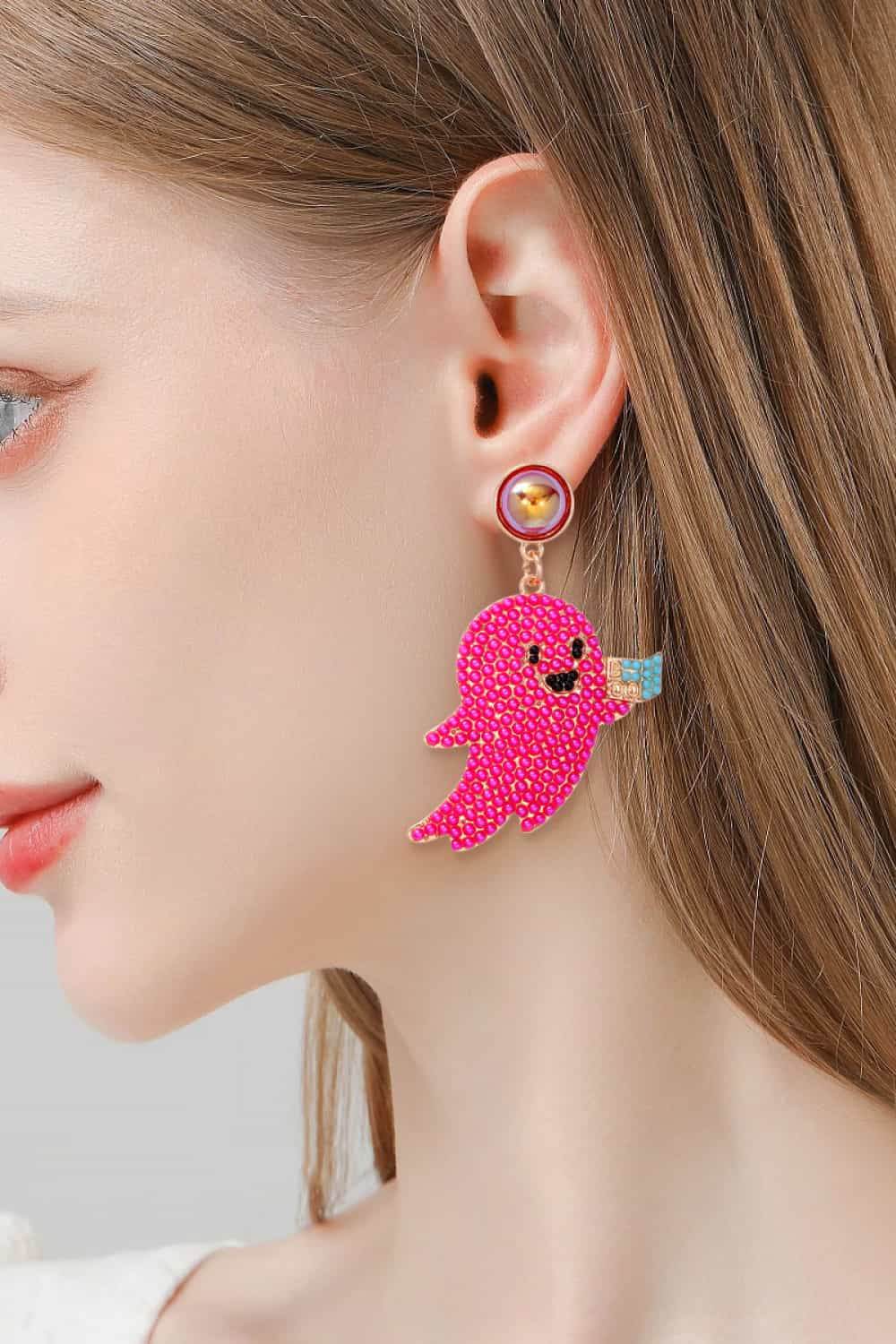 Ghost Shape Synthetic Pearl Dangle Earrings - ELY VESSA LLC