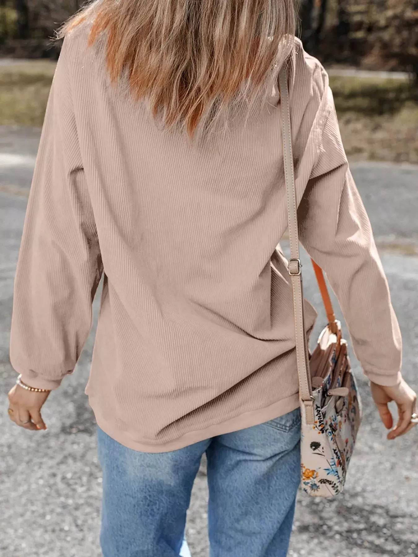 Halloween Pumpkin Drop Shoulder Sweatshirt - ELY VESSA LLC