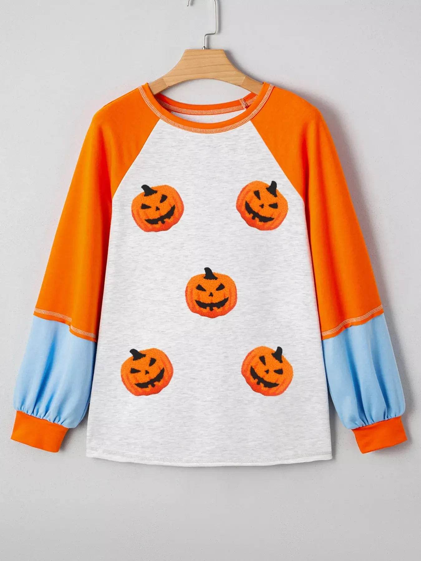 Halloween Pumpkin Print Long Sleeve T-Shirt - ELY VESSA LLC