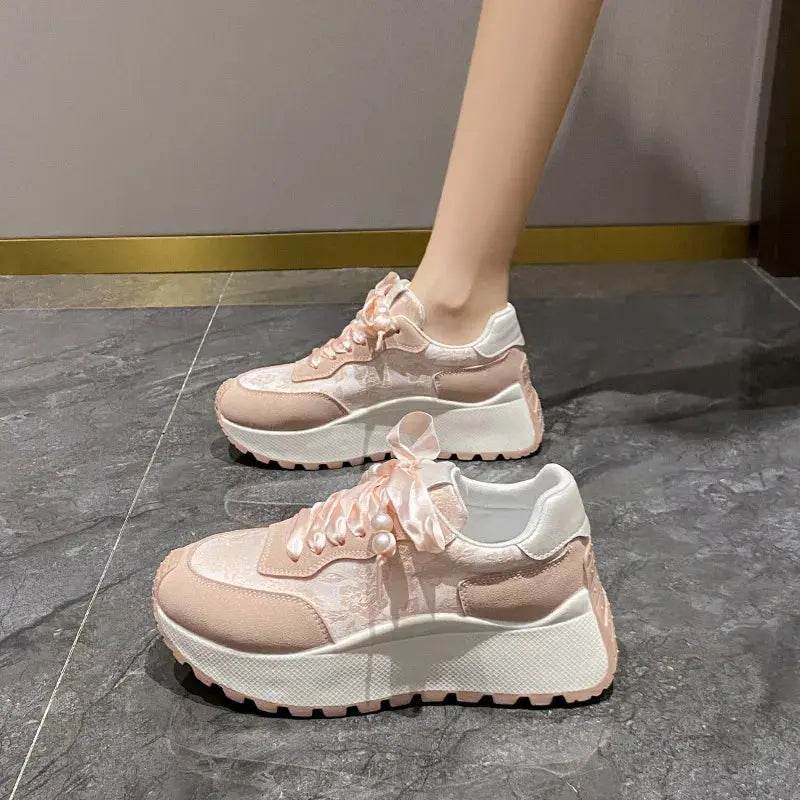 Lace Up Platform Athletic Sneakers - ELY VESSA LLC