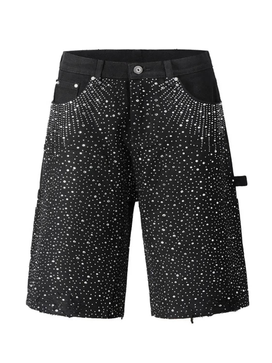 Men's Rhinestone Shorts with Pockets - ELY VESSA LLC