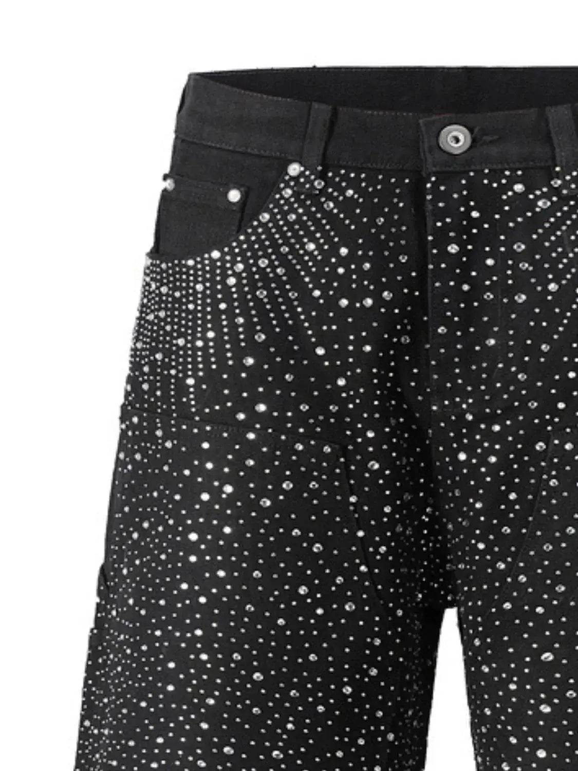 Men's Rhinestone Shorts with Pockets - ELY VESSA LLC