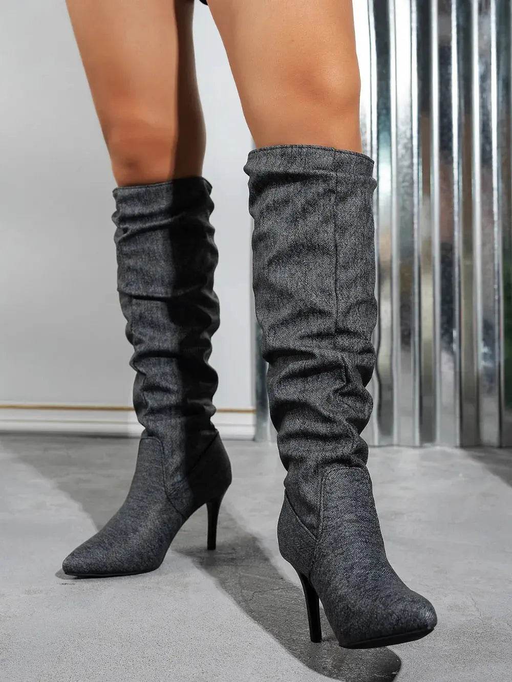 Point Toe Stiletto Boots - ELY VESSA LLC