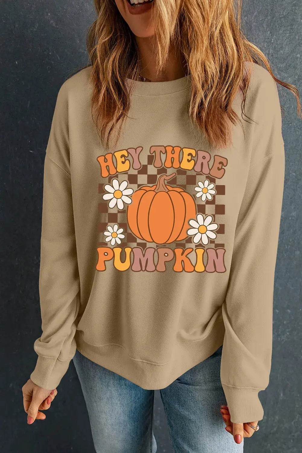 Pumpkin Graphic Long Sleeve Sweatshirt - ELY VESSA LLC