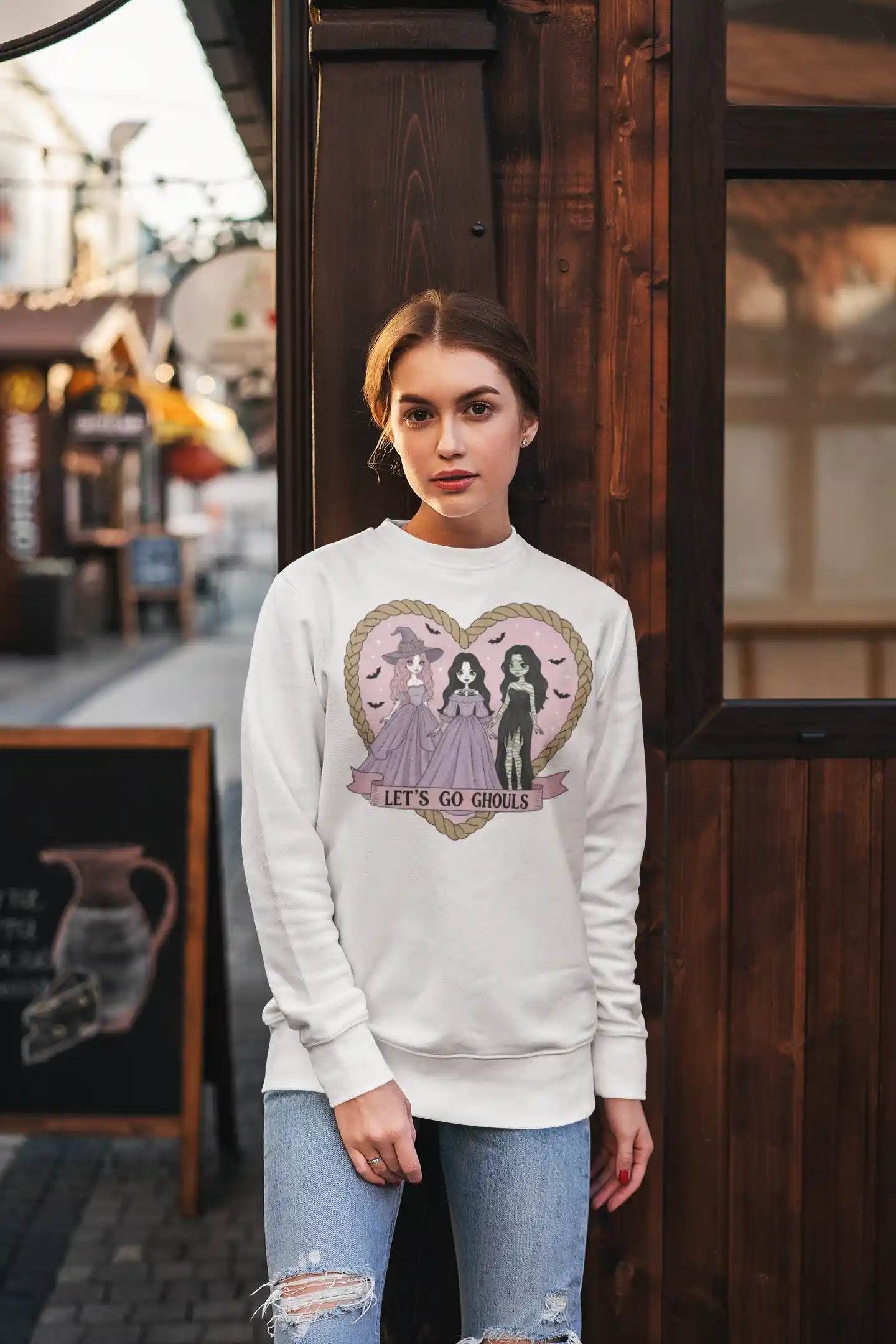 Let’s Go Ghouls Halloween Shirt – Bella Canvas 3501 Unisex Long Sleeve – Spooky Retro Graphic Tee – Fall Outfit – Sizes S-3XL - ELY VESSA LLC