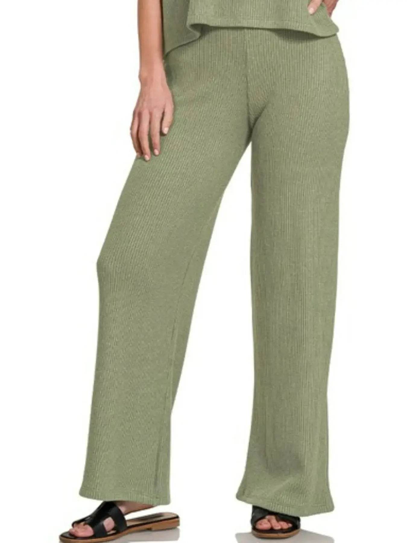 Zenana Sweater Boxy Top & Long Pants Set - ELY VESSA LLC