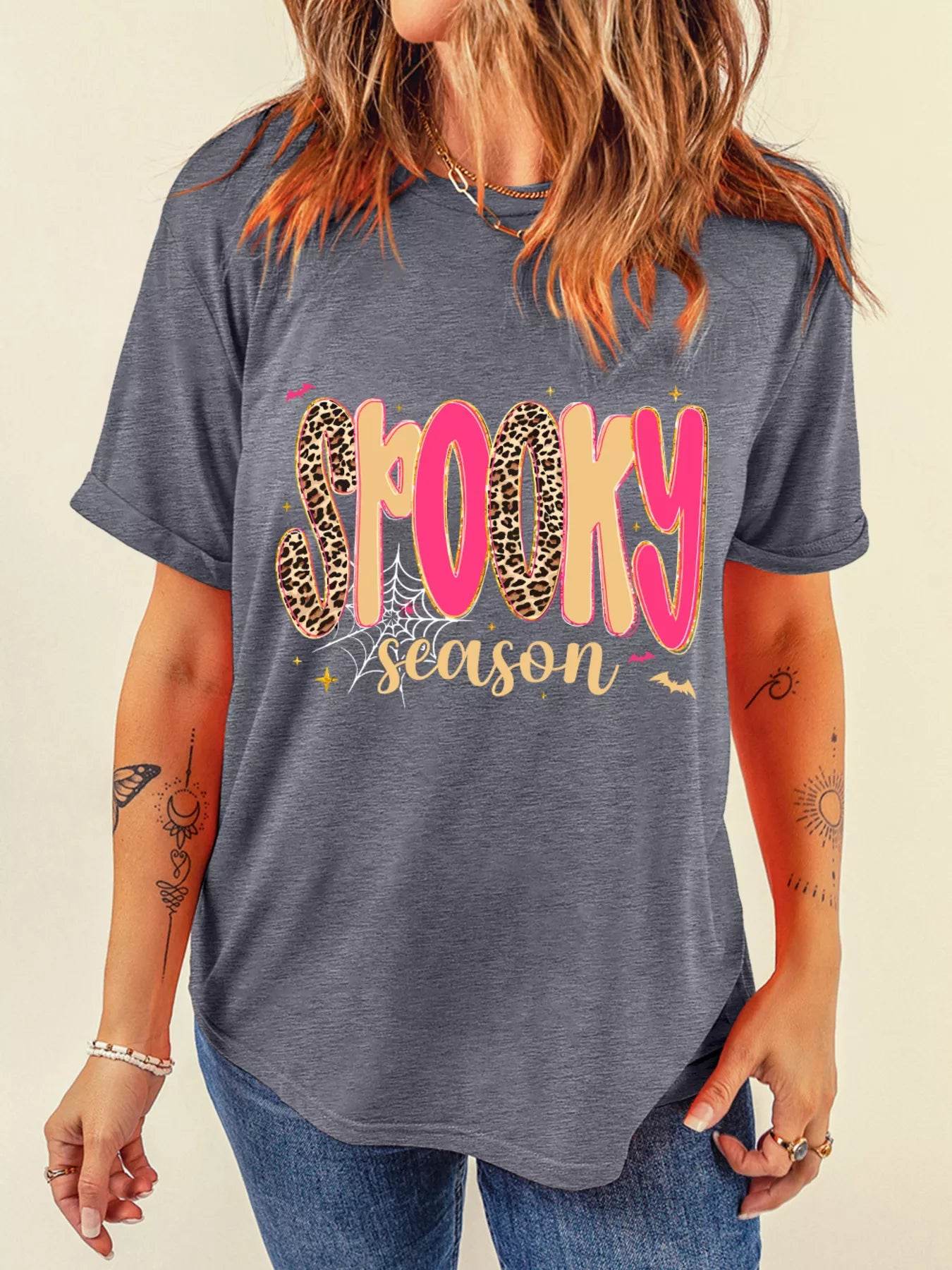 Full Size Spooky Season Halloween Graphic T-Shirt Plus Size - ELY VESSA LLC
