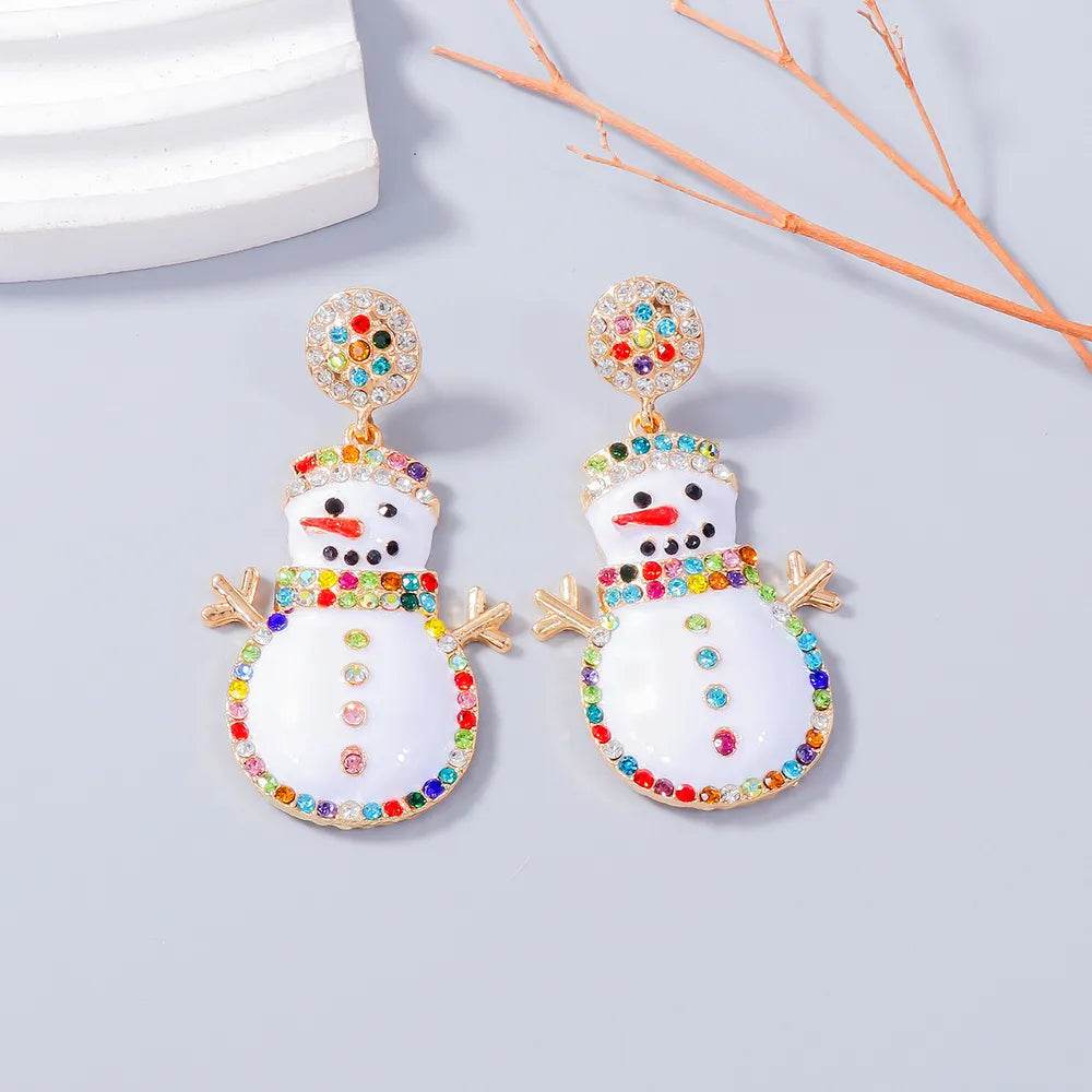 Alloy Rhinestone Snowman Earrings - ELY VESSA LLC
